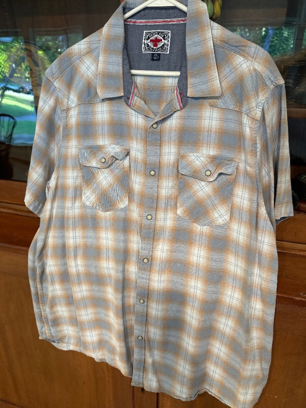 Desert Son Flag & Anthem Short Sleeve Pearl Snap Men’s Button Down Shirt